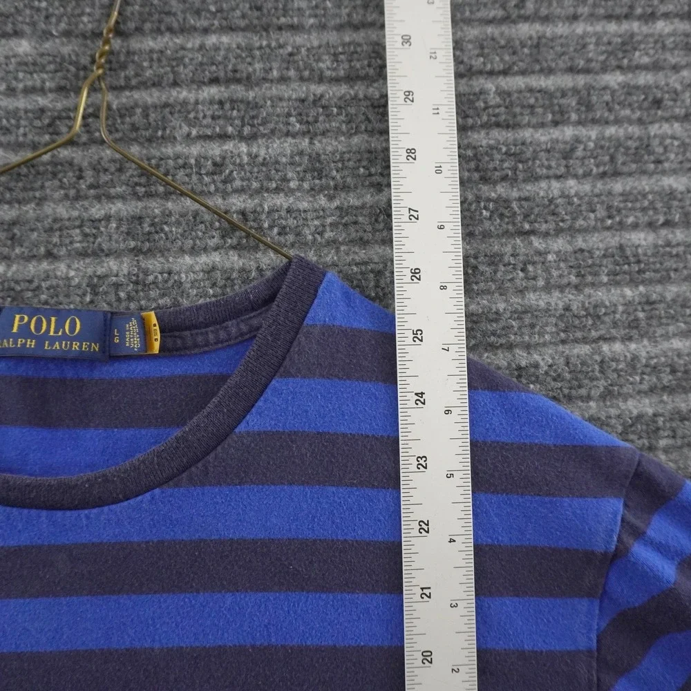 Polo Ralph Lauren T-Shirt Mens L Blue Striped Short Sleeve Pony Logo